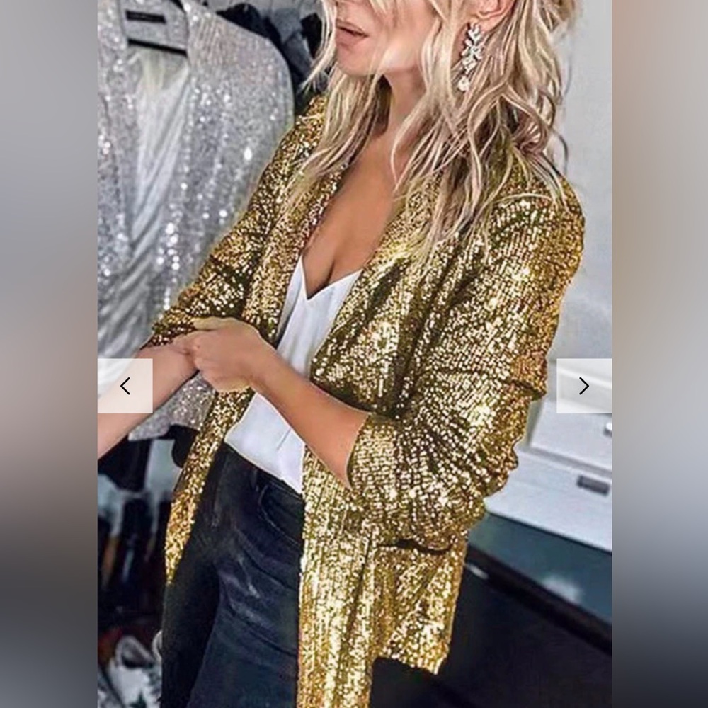 Gold Sequin Blazer for Women